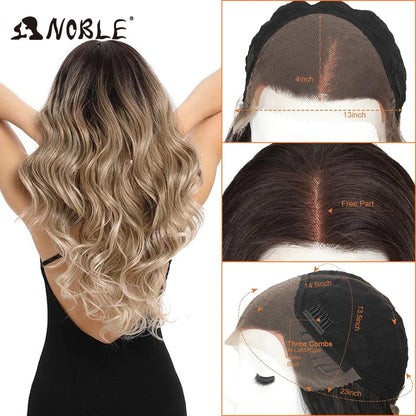 Noble Cosplay Lace Front Wig 30 Inch Lace  Long Wavy 360 0mbre Blonde Wig Red African American Synthetic Wigs For Black Women