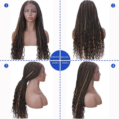 My-Lady 28‘’ Synthetic Lace Front Wigs Cornrow Braids Knotless Lace Wig Long Box Braided Wig With Baby Hair Afro Brazilian Style