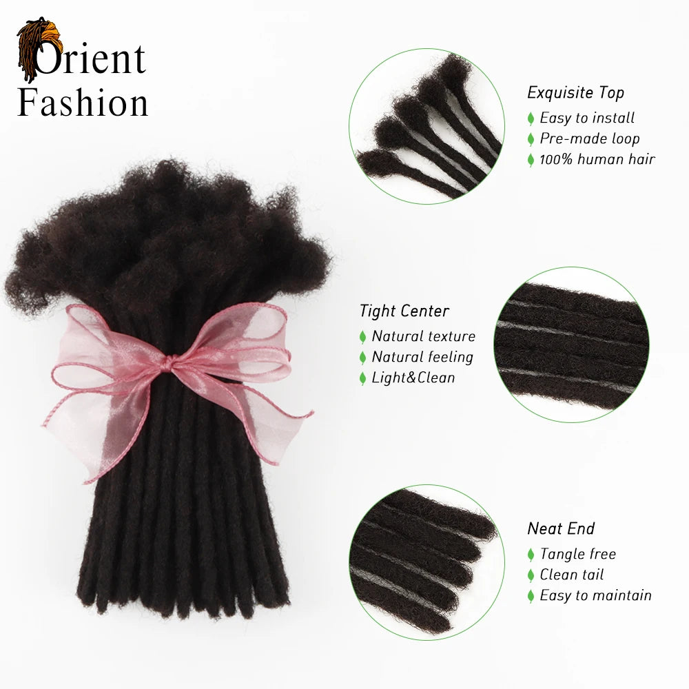 Orientfashion Handmade Dreadlocks Soft Remy Human Hair Extensions Black Reggae Wig Crochet Braiding Afro Kinky For Black Women