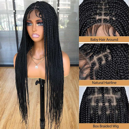 Zephyra Double Lace Front Square Knotless Box Braided Wig