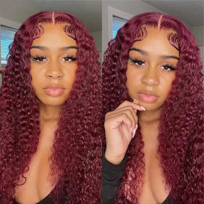 Clarissa Burgundy Deep Wave Brazilian Human Hair Lace Front Wig