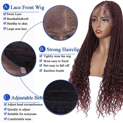 My-Lady 28‘’ Synthetic Lace Front Wigs Cornrow Braids Knotless Lace Wig Long Box Braided Wig With Baby Hair Afro Brazilian Style