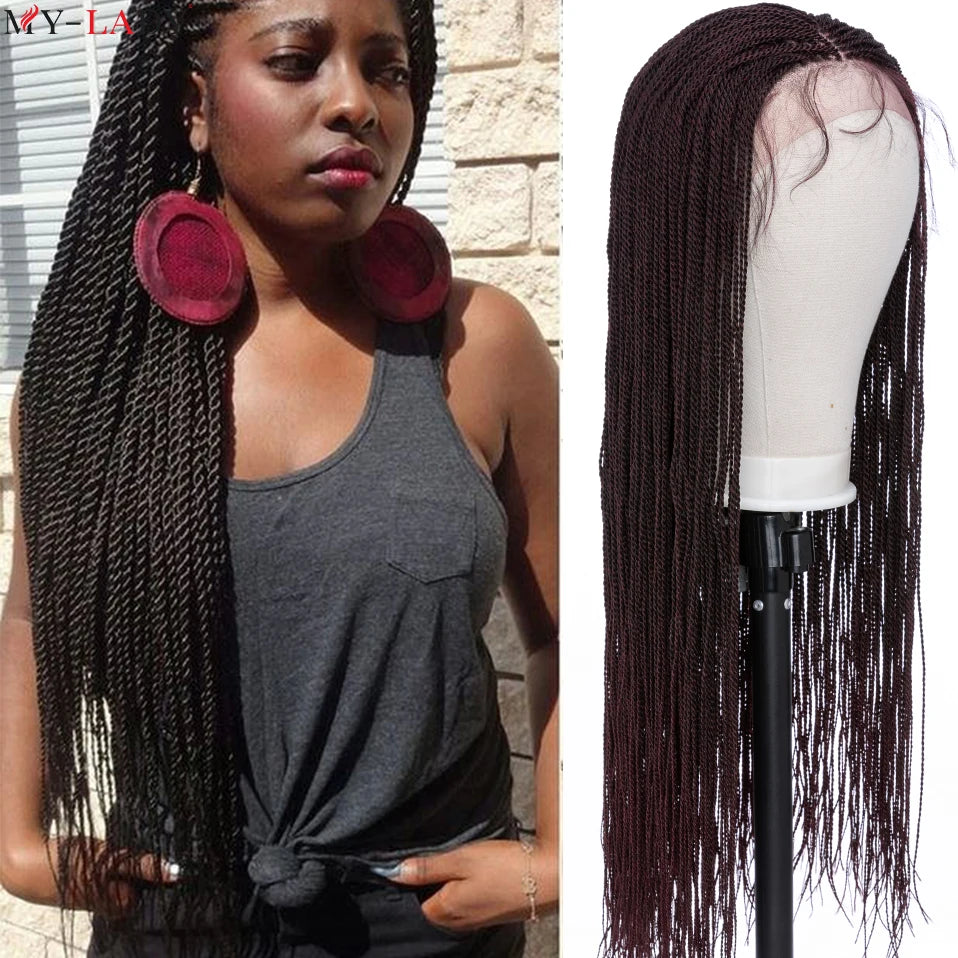 My-Lady 30inch Synthetic Braided Lace Front Wig Senegalese Twist Lace Wigs Knotless Braids Hair For Black Women Brazilian Style