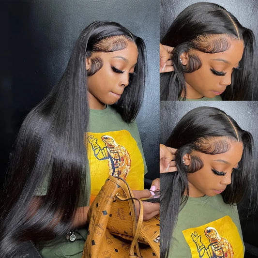 Straight Hd Lace Frontal Wig Glueless Wig Human Hair Ready To Wear 30 Inch Lace Front Wigs For Women Hd Lace Wig 13X6 Human Hair