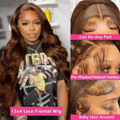 Chocolate Brown Body Wave Lace Front Human Hair Wig